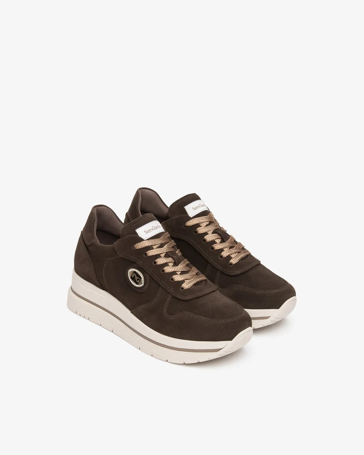 NeroGiardini sneakers damă piele întoarsă platformă 45 mm