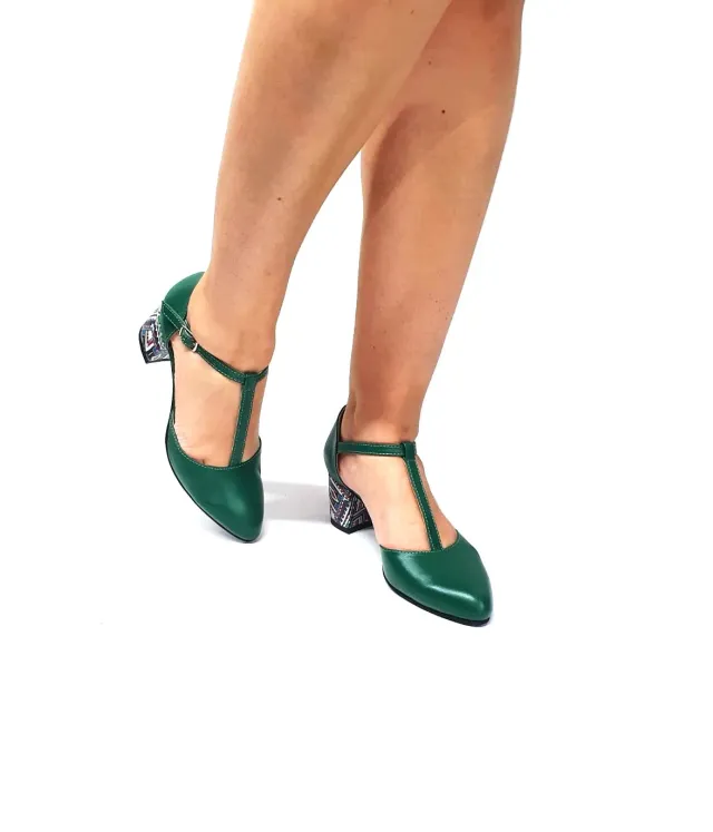 Catinca Shoes D13 VBT sandale piele naturala verde traditional
