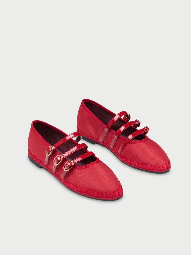 Flagelus Mina Deep Red pantofi mary jane catifea