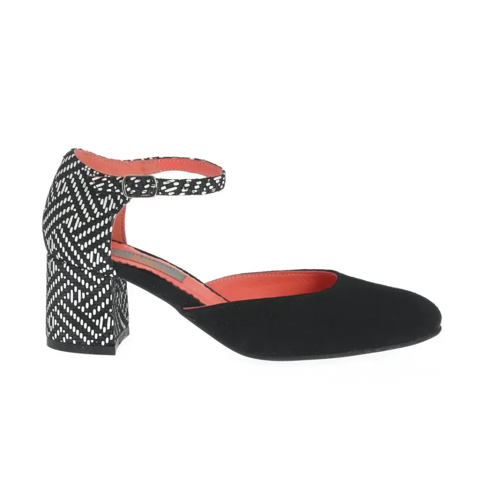 Ana Urbana Shoes Cancun pantofi negru-alb toc 4 cm