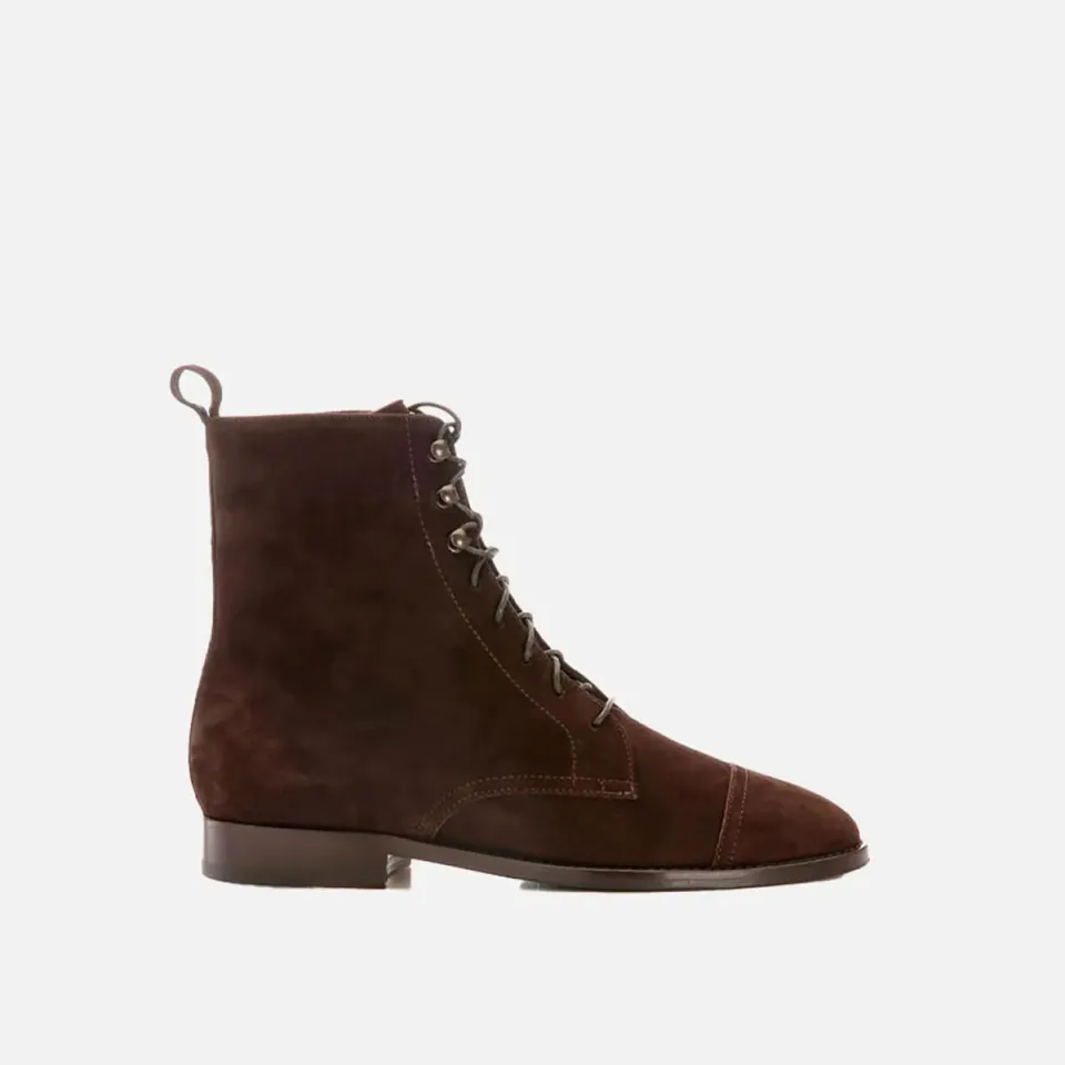 Cecilia Bringheli Eva Dark Brown botine piele intoarsa maro