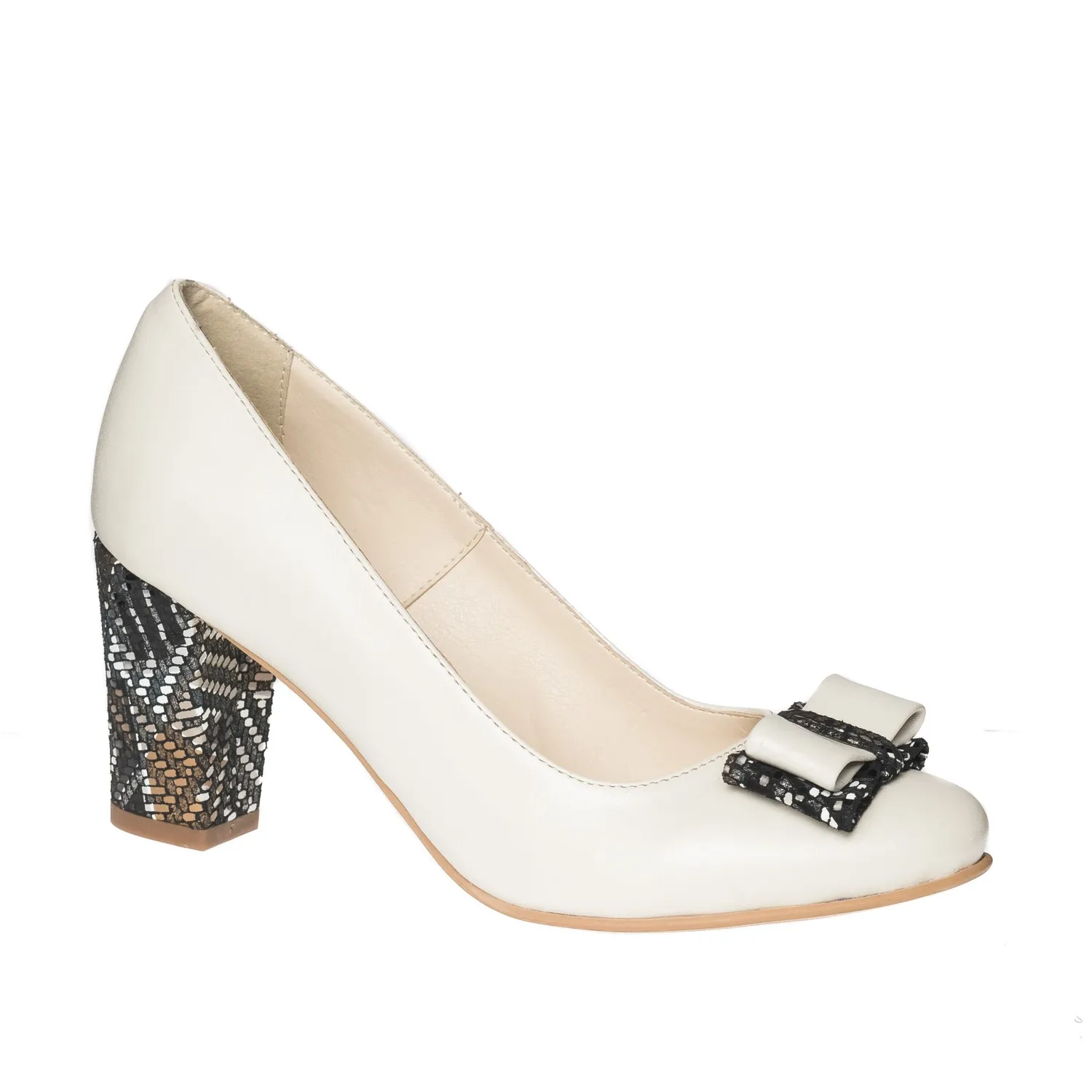 Catinca Shoes R5 BMA pantofi piele bej toc asimetric