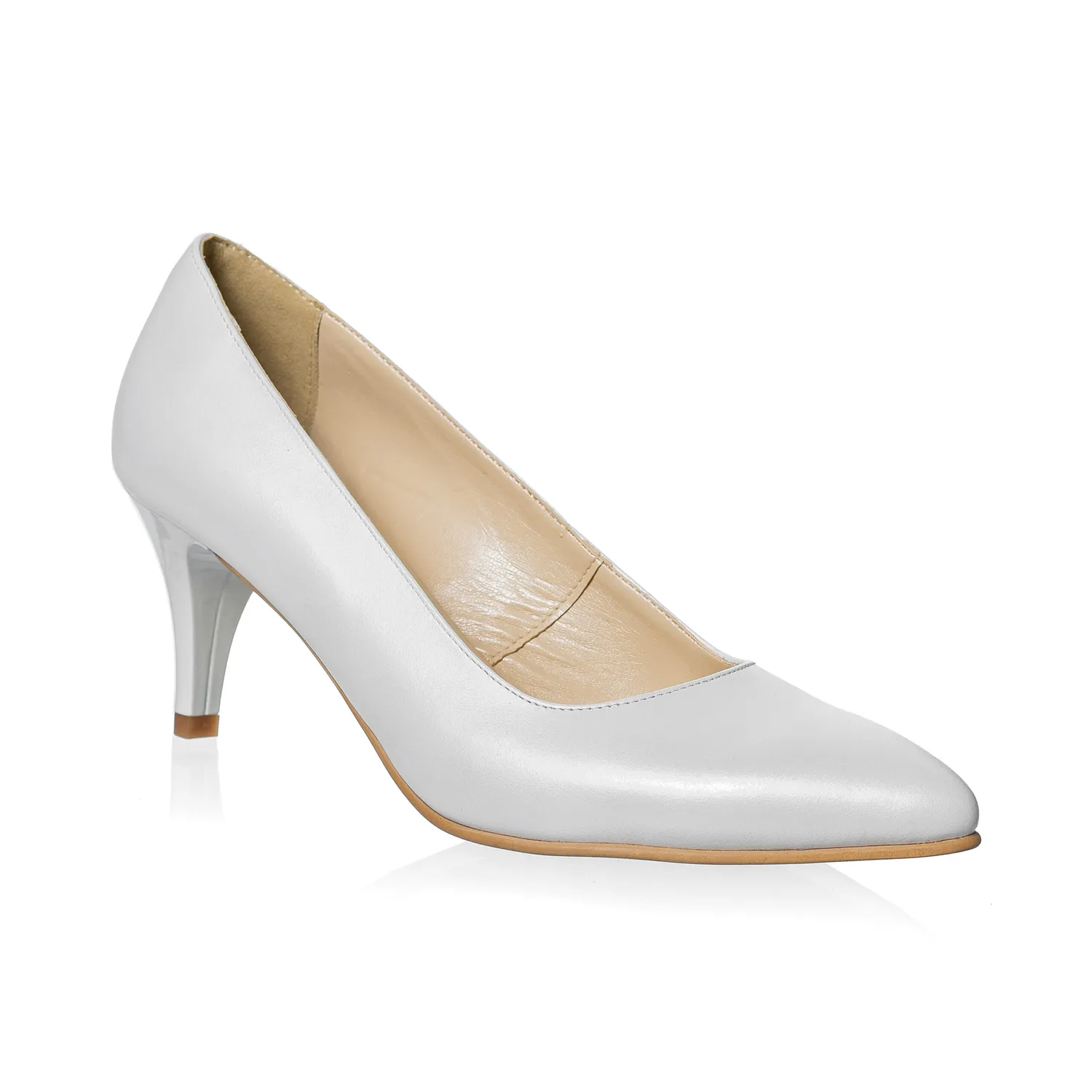Catinca Shoes A19 AS pantofi piele alb sidef