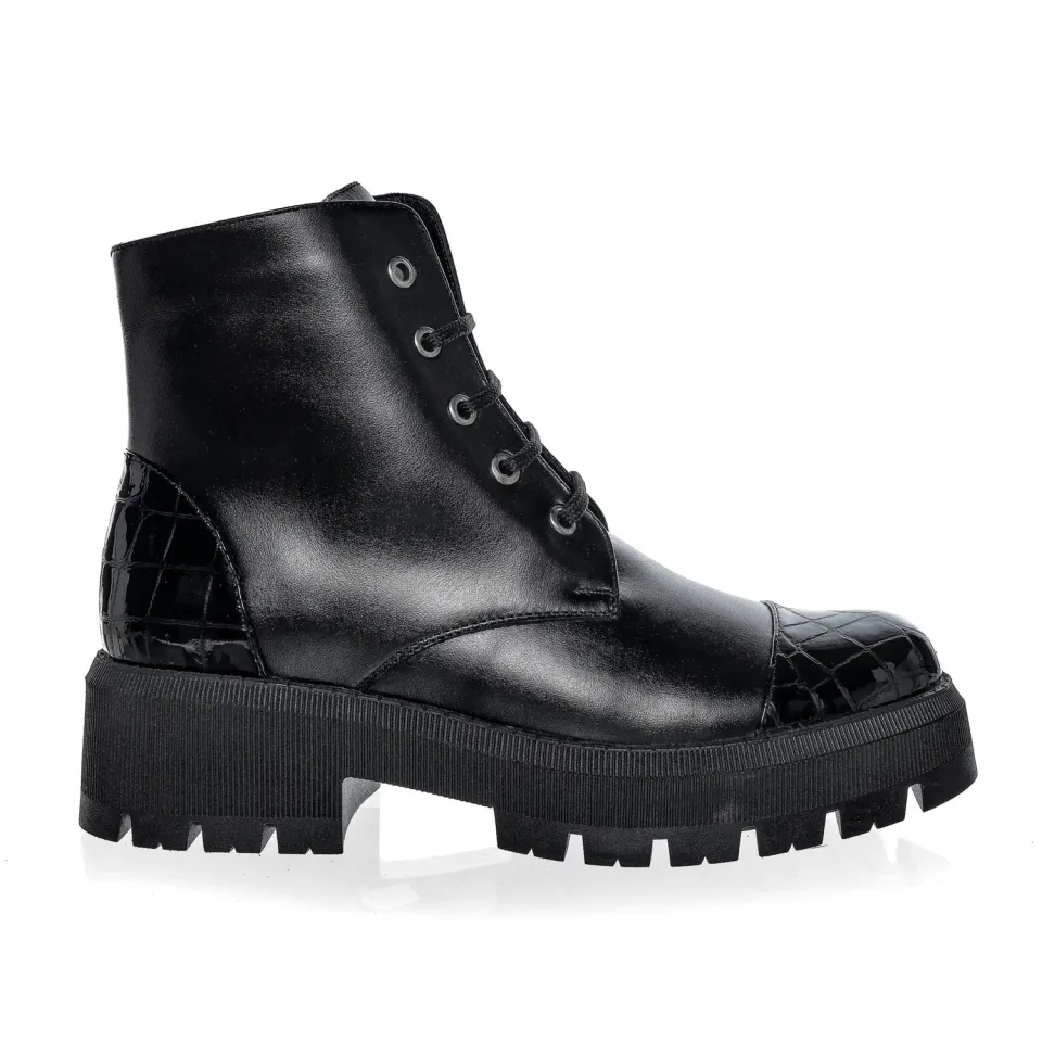 Catinca Shoes BC26 NBC bocanci dama piele negru croco lac