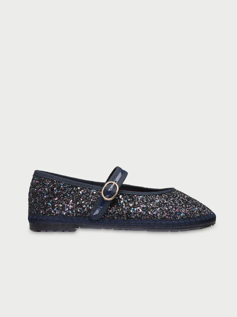 Flagelus Pierre Navy Glitter balerini bleumarin sclipici