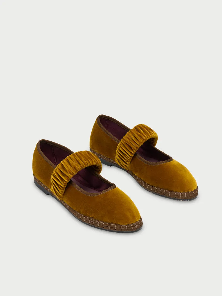 Flagelus Mafalda Ochre pantofi ocru catifea