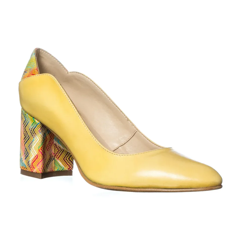 Catinca Shoes R9 GTM pantofi dama piele naturala galben toc mozaic