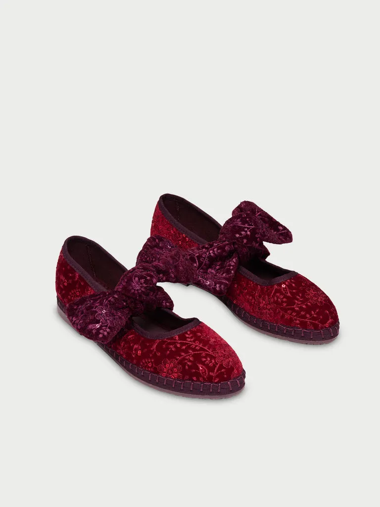 Flagelus Lyra Sylva Burgundy papuci visinii brodati