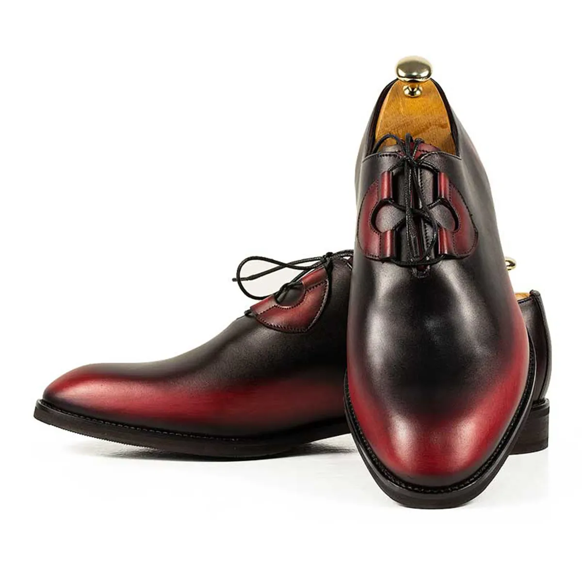Lucas Shoes Elegant 725 pantofi barbati negru-bordo piele