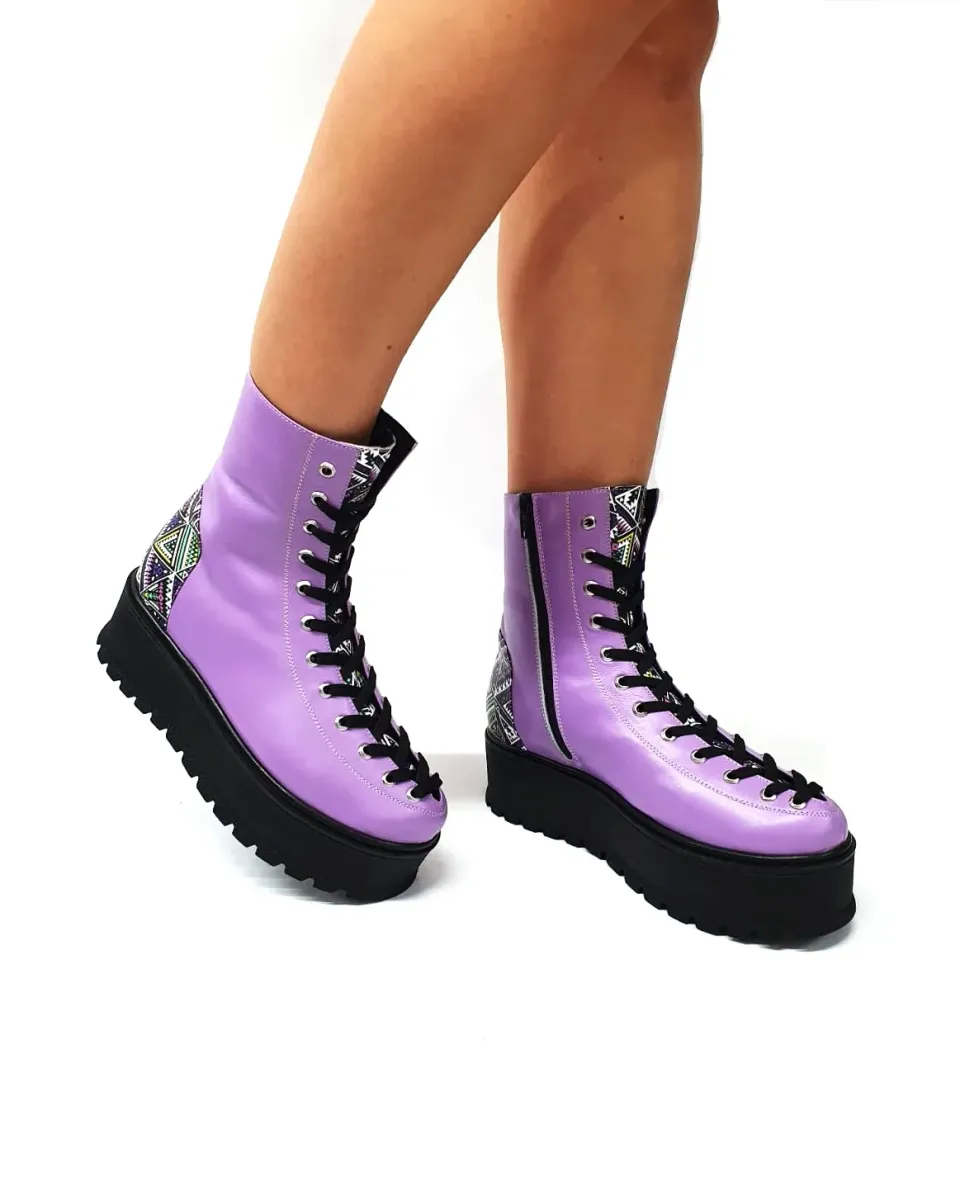 Catinca Shoes Triunghiuri BC33 LT bocanci dama piele naturala lila