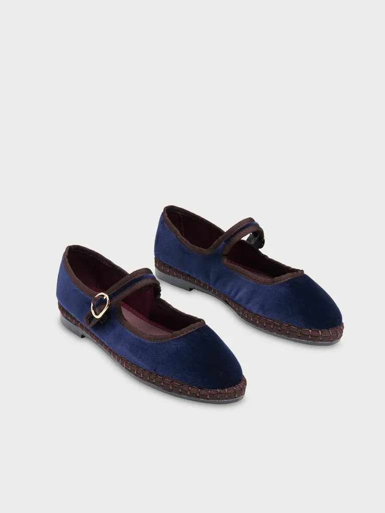 Flagelus Dedé pantofi Mary Jane bleumarin catifea