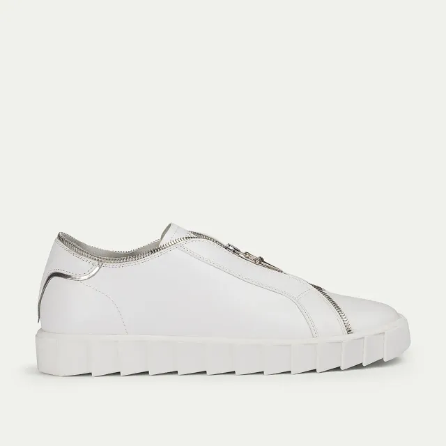 Cesare Paciotti Shark Zip sneakers barbati albi piele vitel