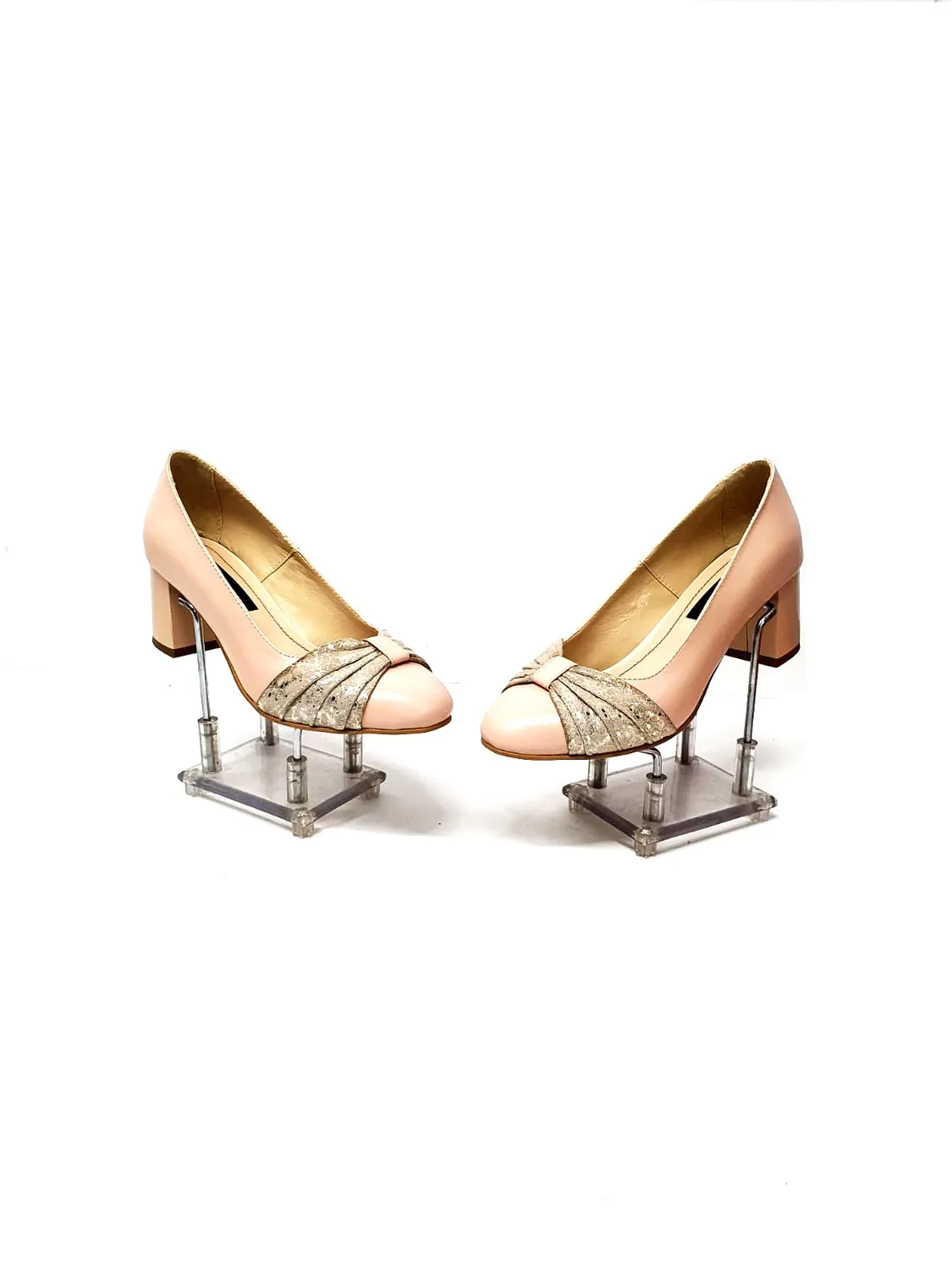 Catinca Shoes A13 LNFA pantofi dama nude lac fir auriu