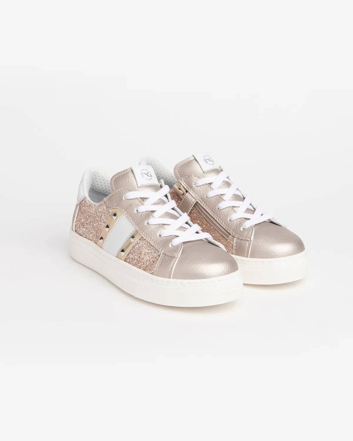 NeroGiardini sneakers fete sclipici piele cu fermoar