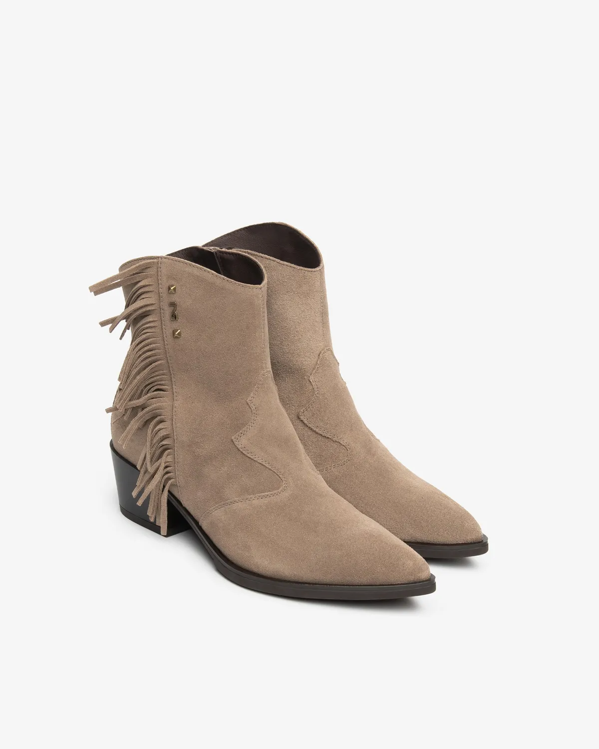 NeroGiardini botine dama piele intoarsa franjuri toc 50