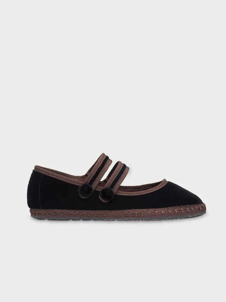 Flagelus Antoine Black pantofi mary jane catifea neagra