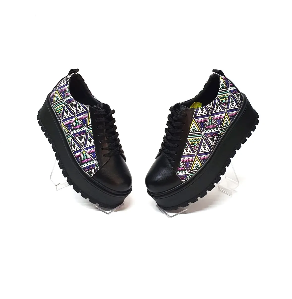 Catinca Shoes X3 NT pantofi damă negru triunghiuri piele