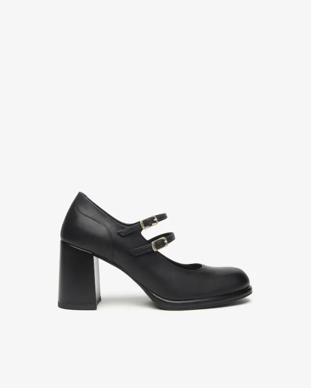 NeroGiardini pantofi Mary Jane piele toc bloc 80 mm