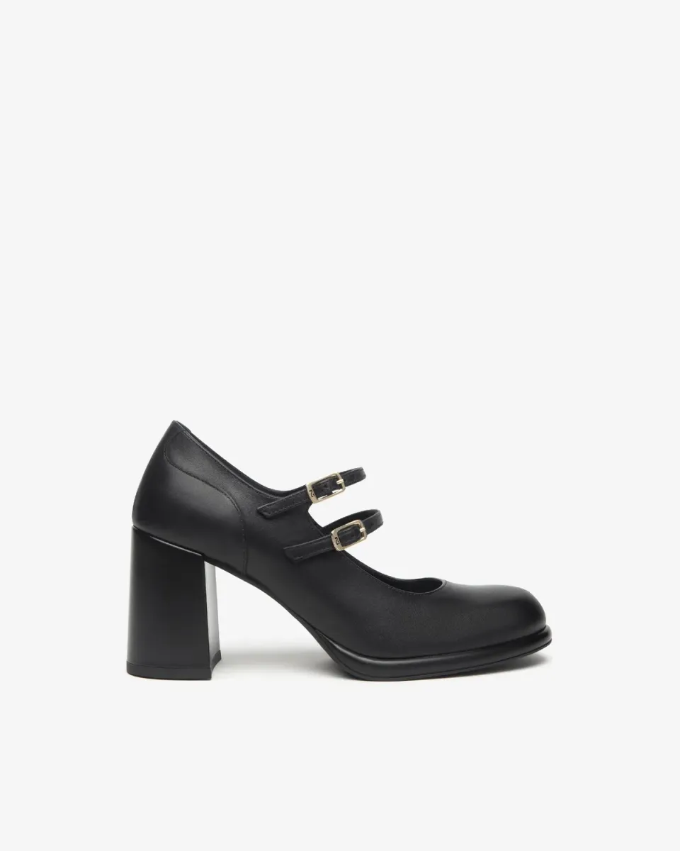 NeroGiardini pantofi Mary Jane piele toc bloc 80 mm