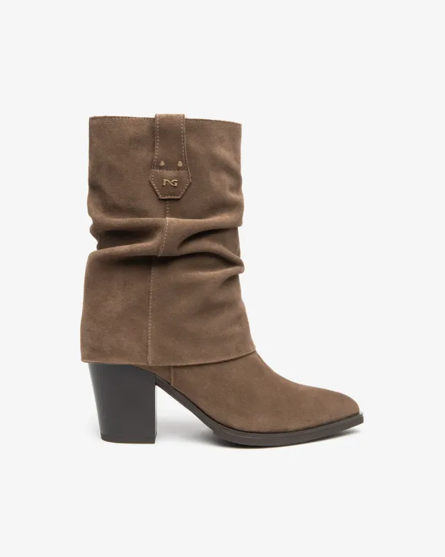 NeroGiardini cizme dama piele intoarsa western toc 80 mm