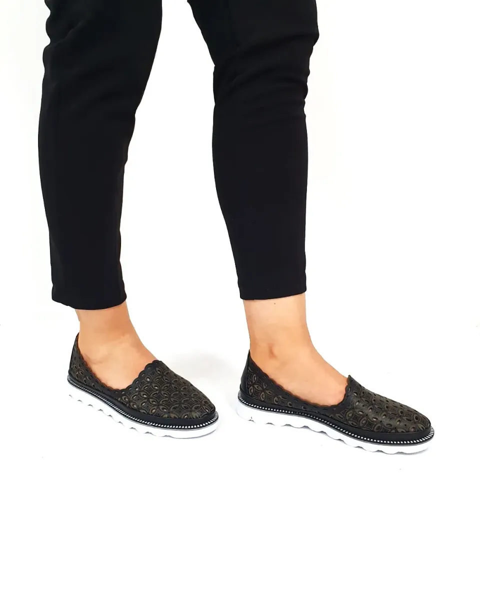 Catinca Shoes 972 N pantofi dama perforati piele negru