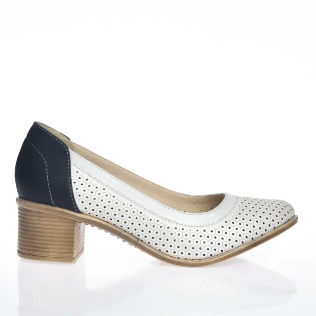 Catinca Shoes T2 AB pantofi dama alb bleumarin piele naturala