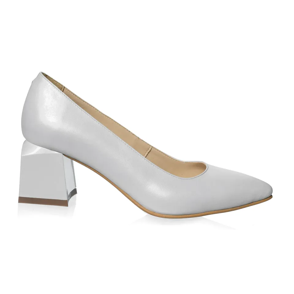 Catinca Shoes A36 AS pantofi dama alb sidef piele naturala