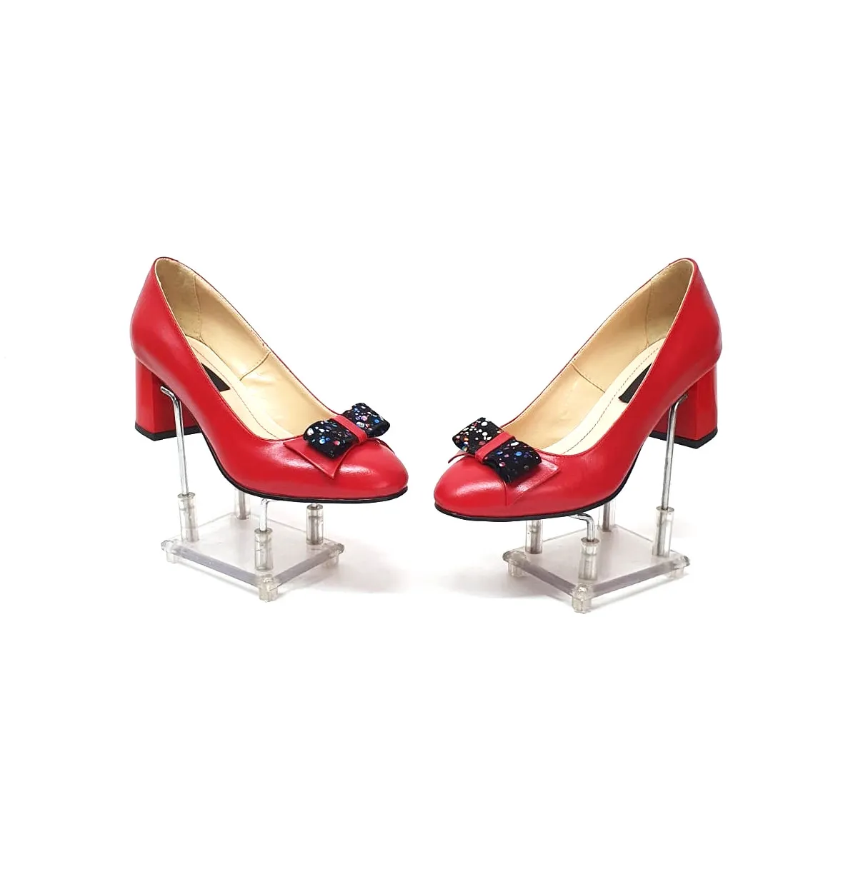 Catinca Shoes A14 RPC pantofi dama piele naturala rosu picatele
