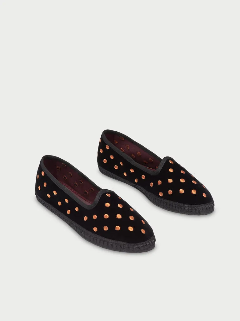Flagelus Bronze Dots pantofi Mary Jane negri