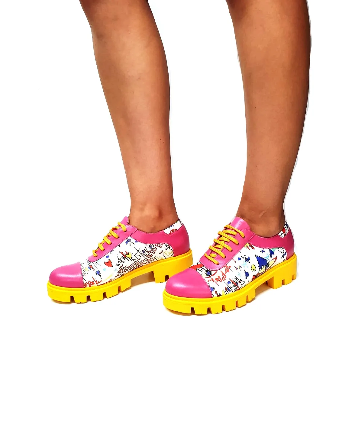 Catinca Shoes X1 RAC pantofi piele naturala roz cu alb