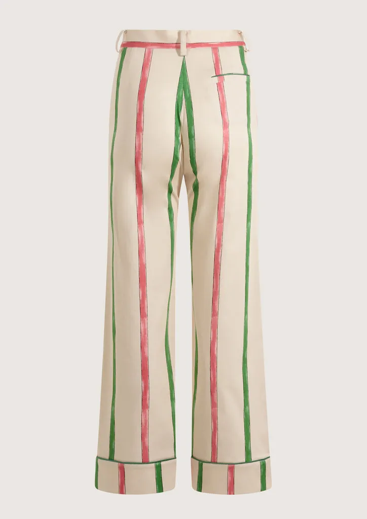 Flagelus Coco pantaloni dungi roz verde bumbac
