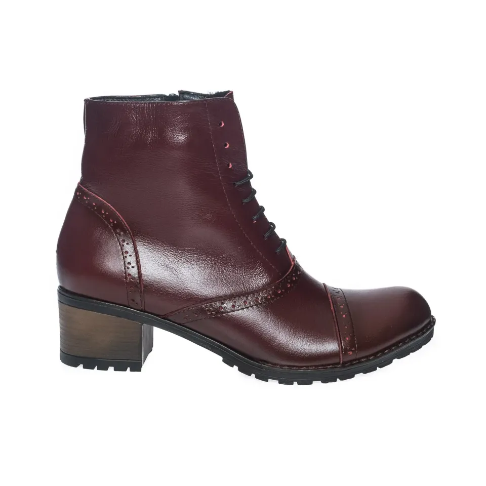Catinca Shoes BC1 B ghete bordo piele naturală