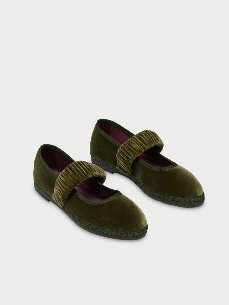 Flagelus Mafalda Forest Green papuci catifea verzi