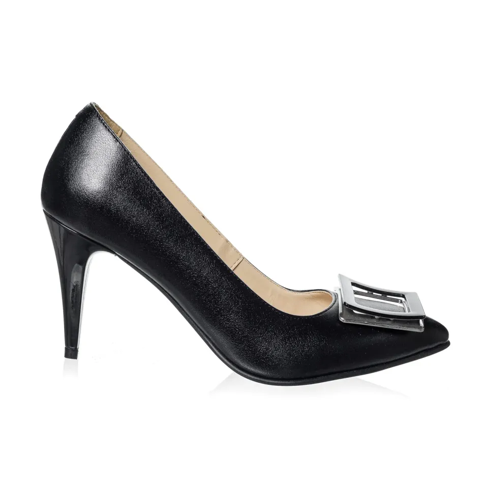 Catinca Shoes A37 NB pantofi dama negru box piele naturala