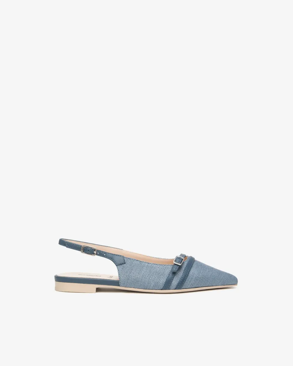NeroGiardini pantofi slingback piele si textil dama