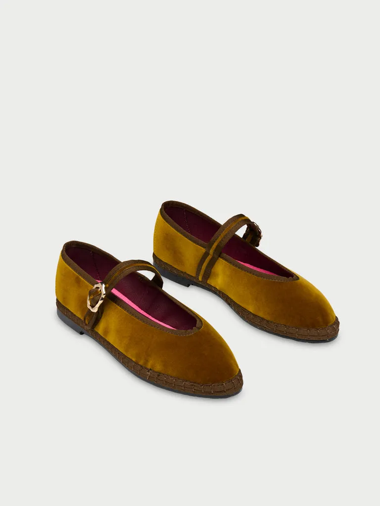 Flagelus Pierre Ochre balerini catifea ocru curea