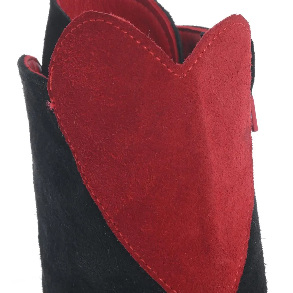 Ana Urbana Shoes Philadelphia bocanci negru-rosu piele intoarsa
