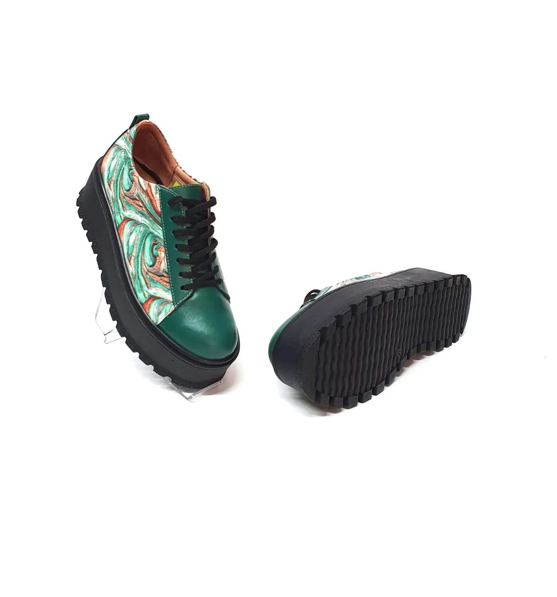 Catinca Shoes X3 VBPV pantofi piele verde box pictura