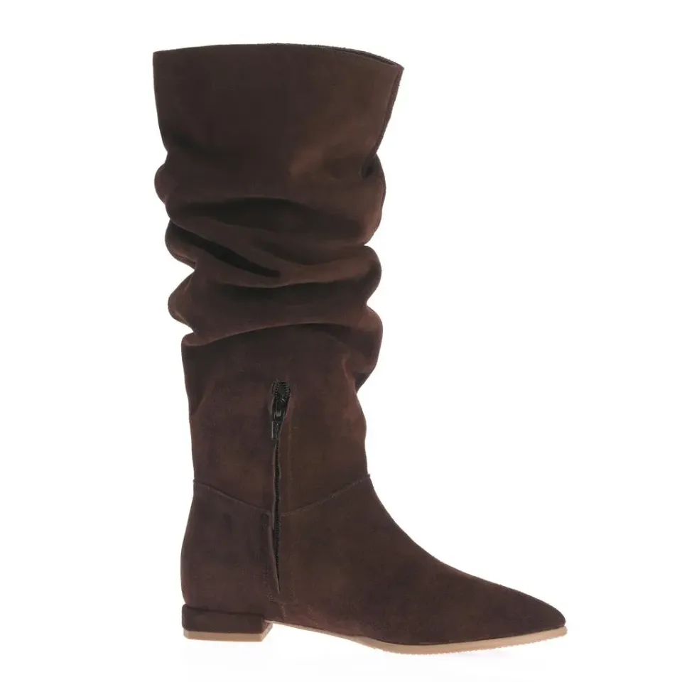 Ana Urbana Shoes Illona cizme maro piele intoarsa