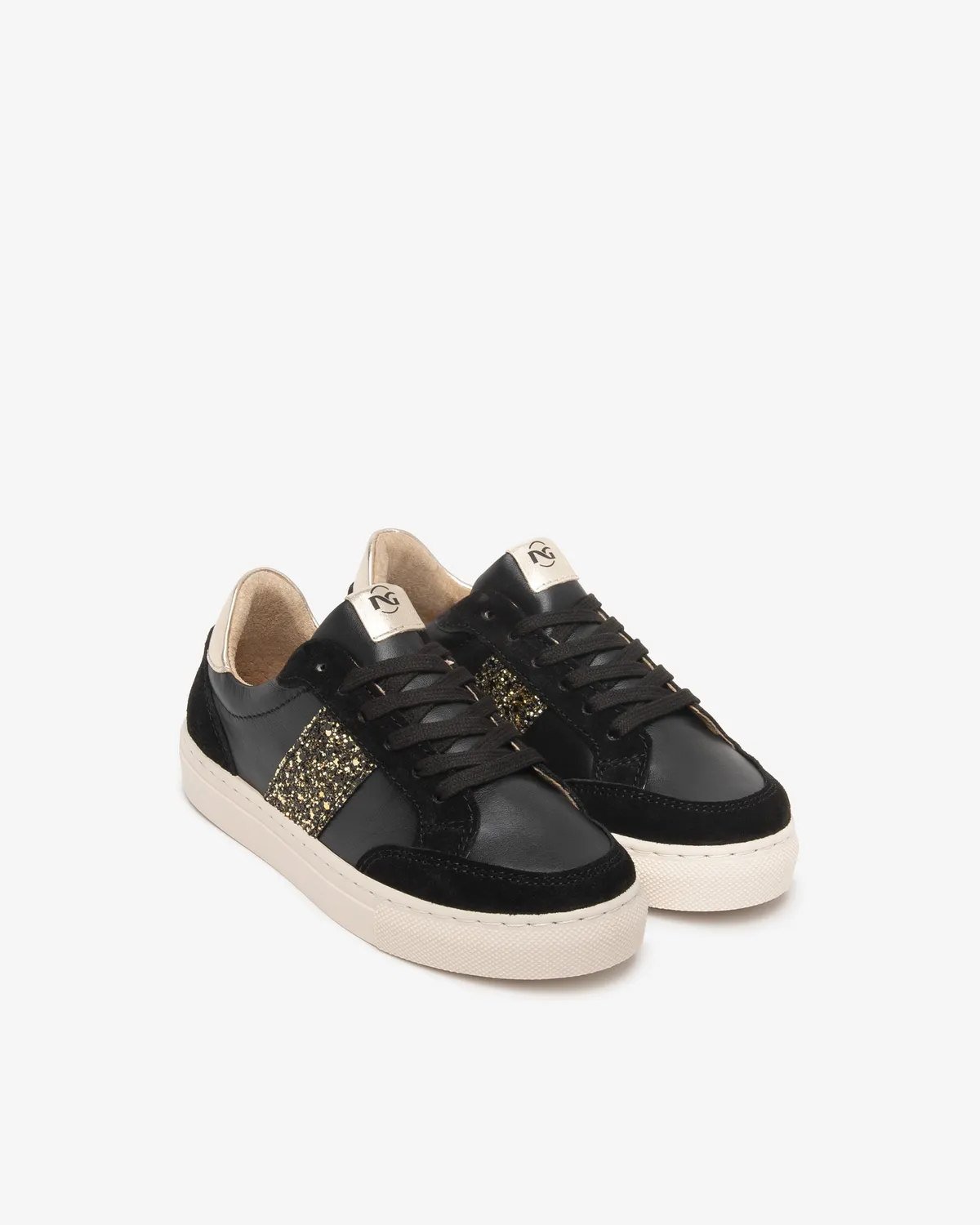 Sneakers fete NeroGiardini piele cu glitter toamna