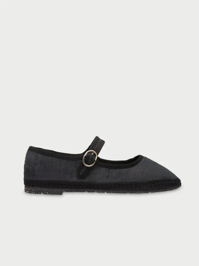 Flagelus Caufield pantofi Mary Jane matase neagra