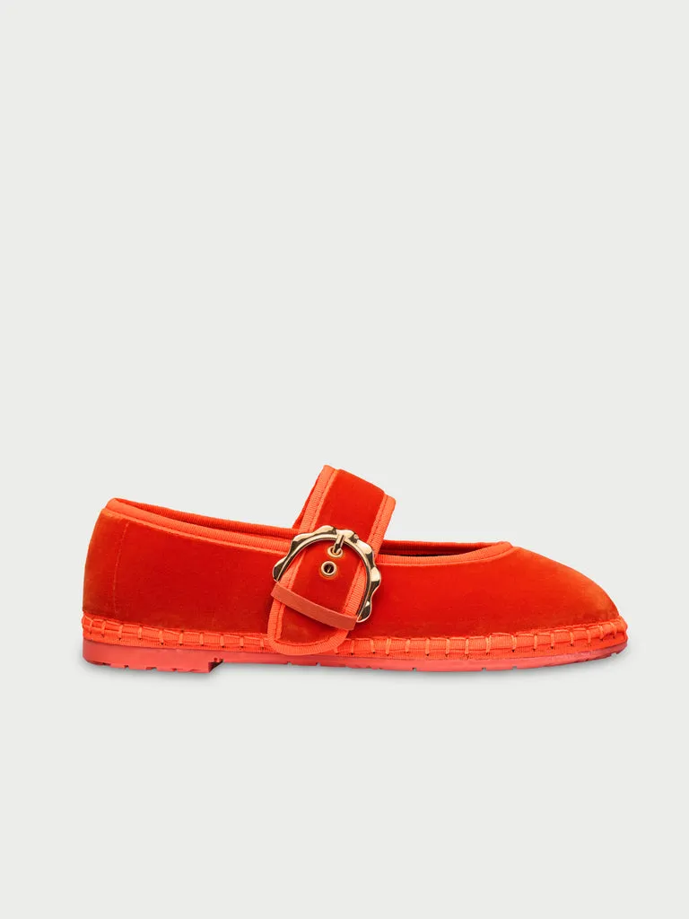 Flagelus Lady Sophie Orange pantofi portocalii catifea
