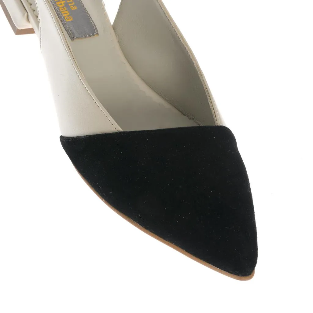 Ana Urbana Rosario balerini slingback negru-ivoire