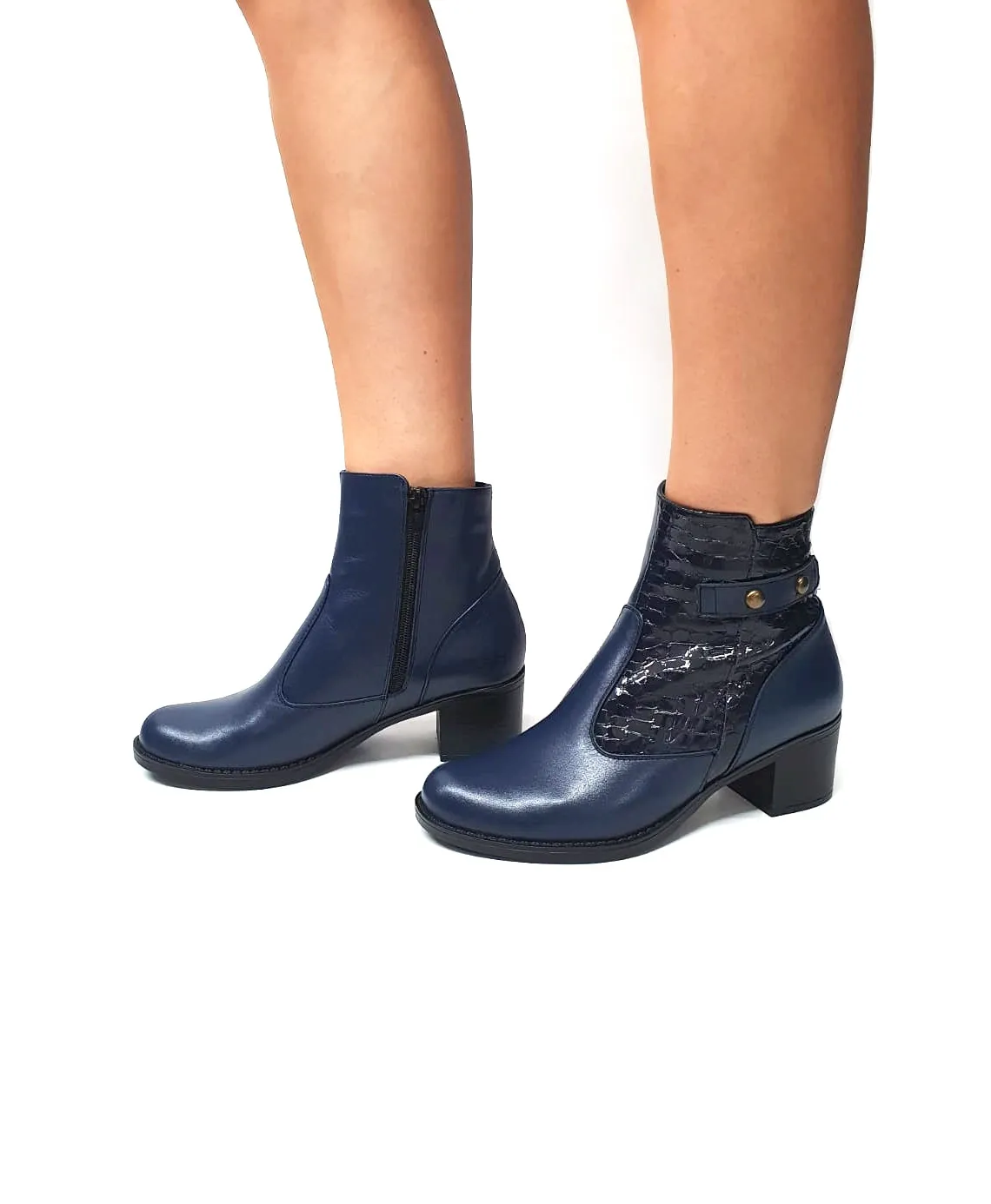 Catinca Shoes GX53 BBC ghete dama blu box croco piele