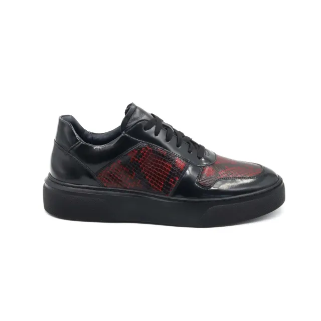 Lucas Shoes 001 sneakers piele negru rosso snake