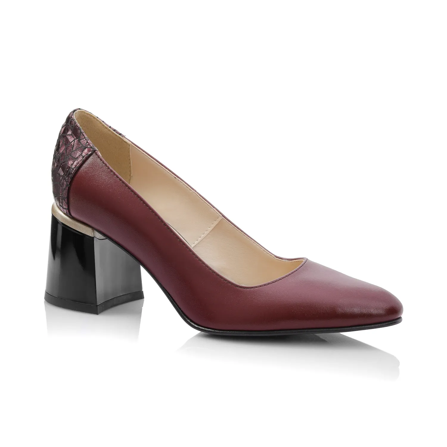 Catinca Shoes A64 BM pantofi dama piele naturala bordo mozaic