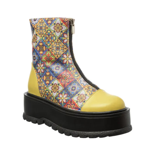 Catinca Shoes BC25 GBM3D bocanci dama piele galben mozaic