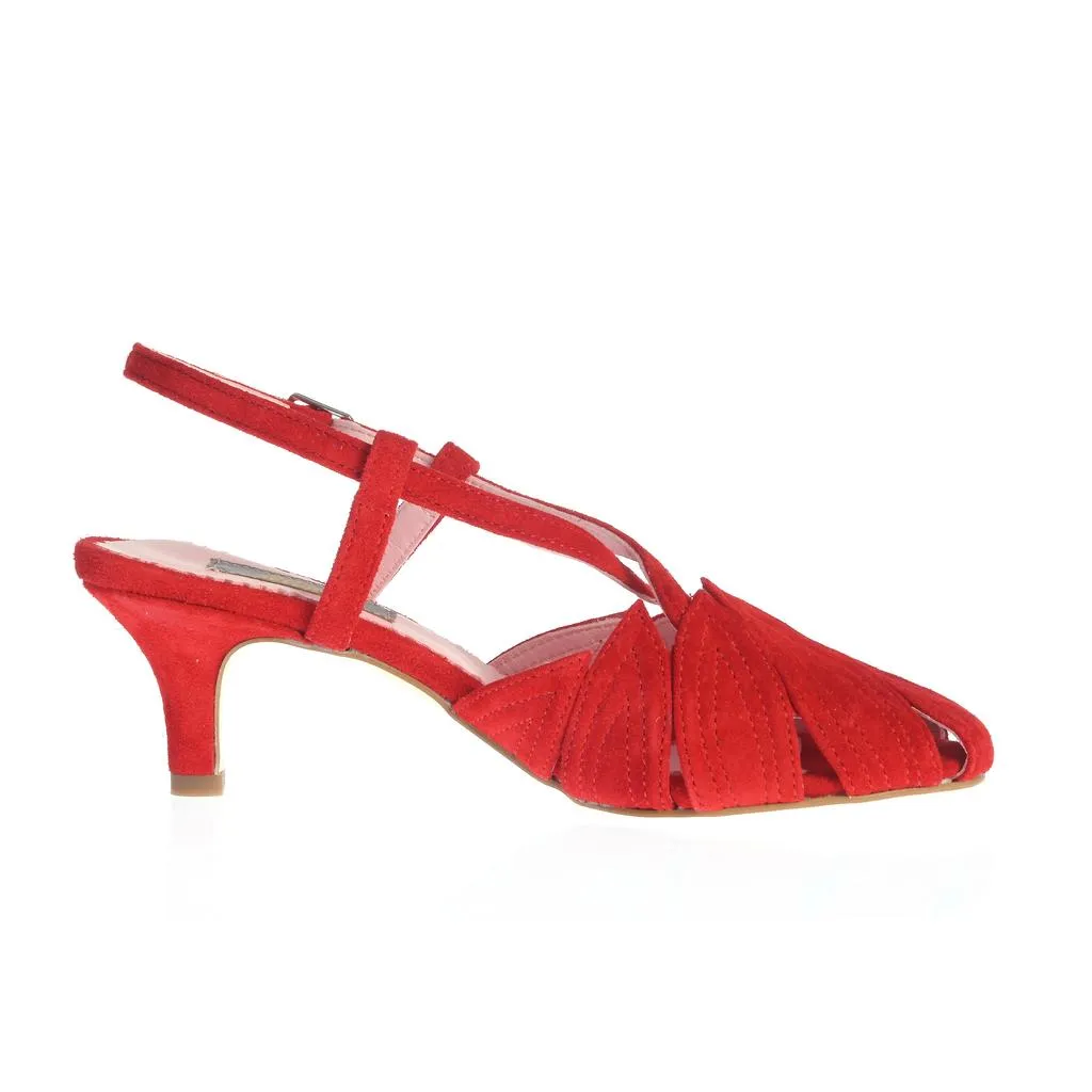 Ana Urbana Mendoza sandale piele roșii toc 4 cm