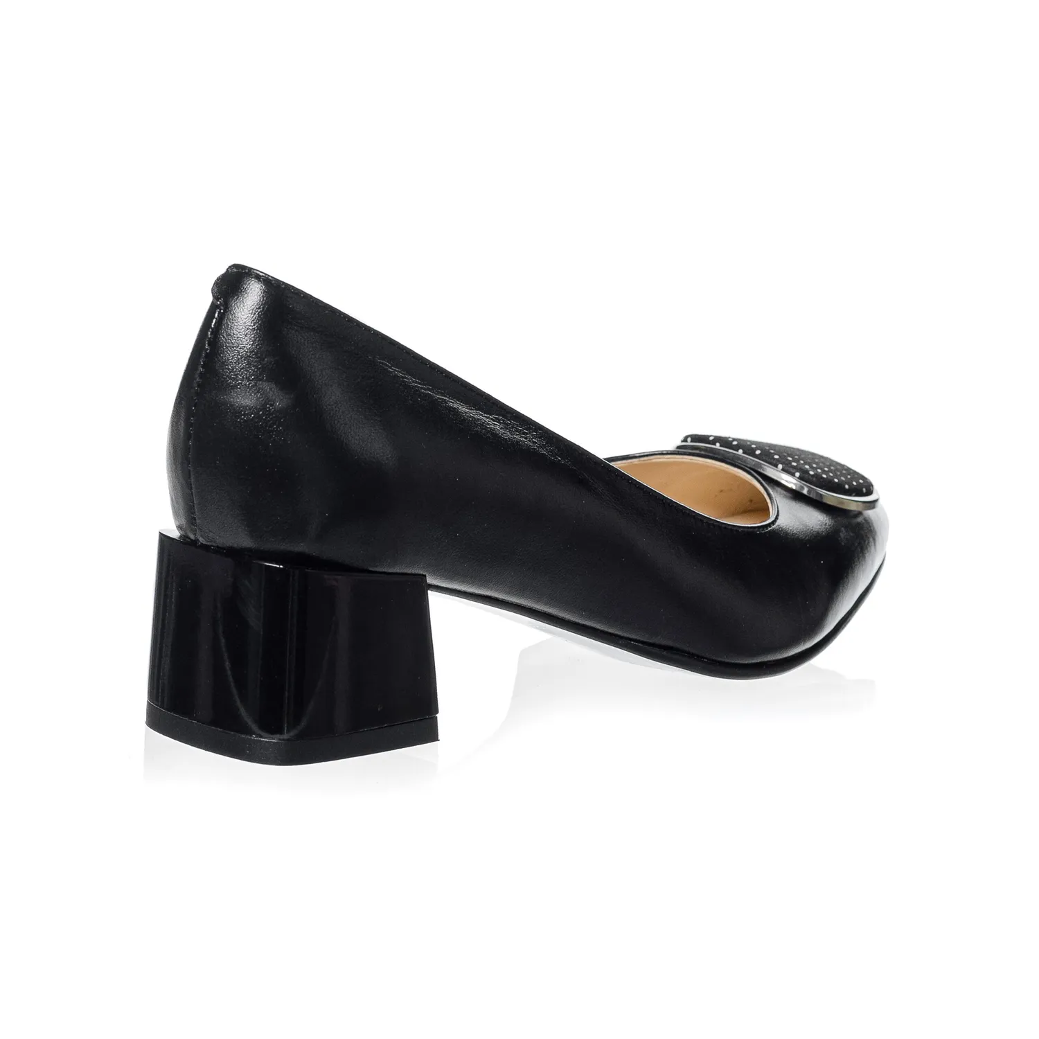 Catinca Shoes A21 NBPA pantofi dama piele negru cu buline albe