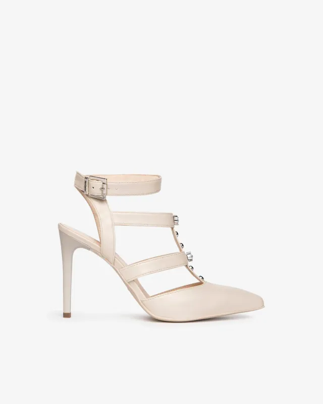 NeroGiardini pantofi damă piele cu toc 9,5 cm și strasuri